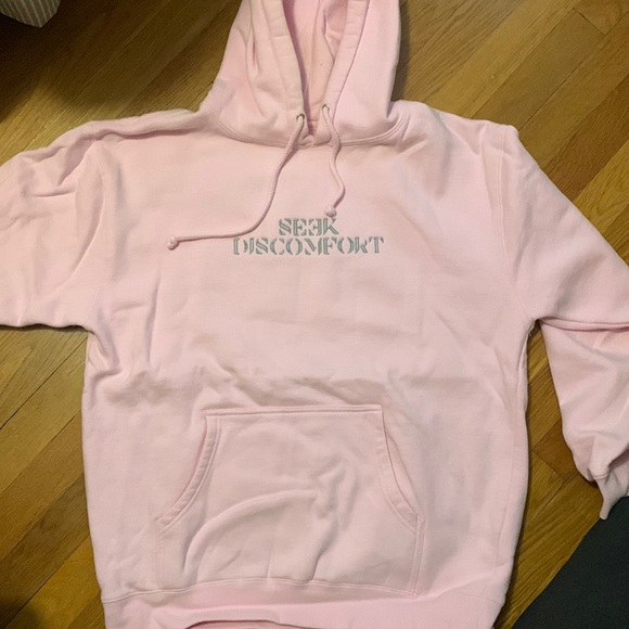 Yes theory pink men’s seek discomfort hoodie, size L - Picture 1 of 2